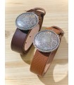 Round buckle leather belt
