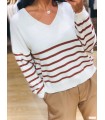 Striped V-neck sweater