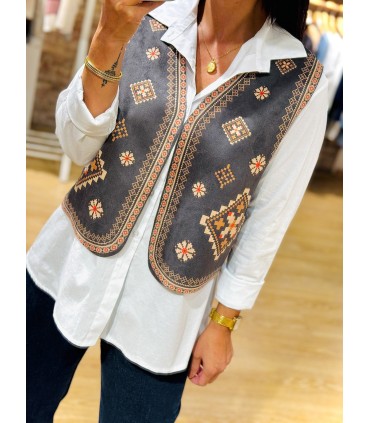 Chaleco antelina estampado