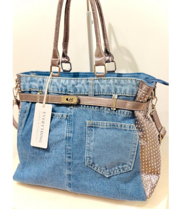 Denim shopper bag